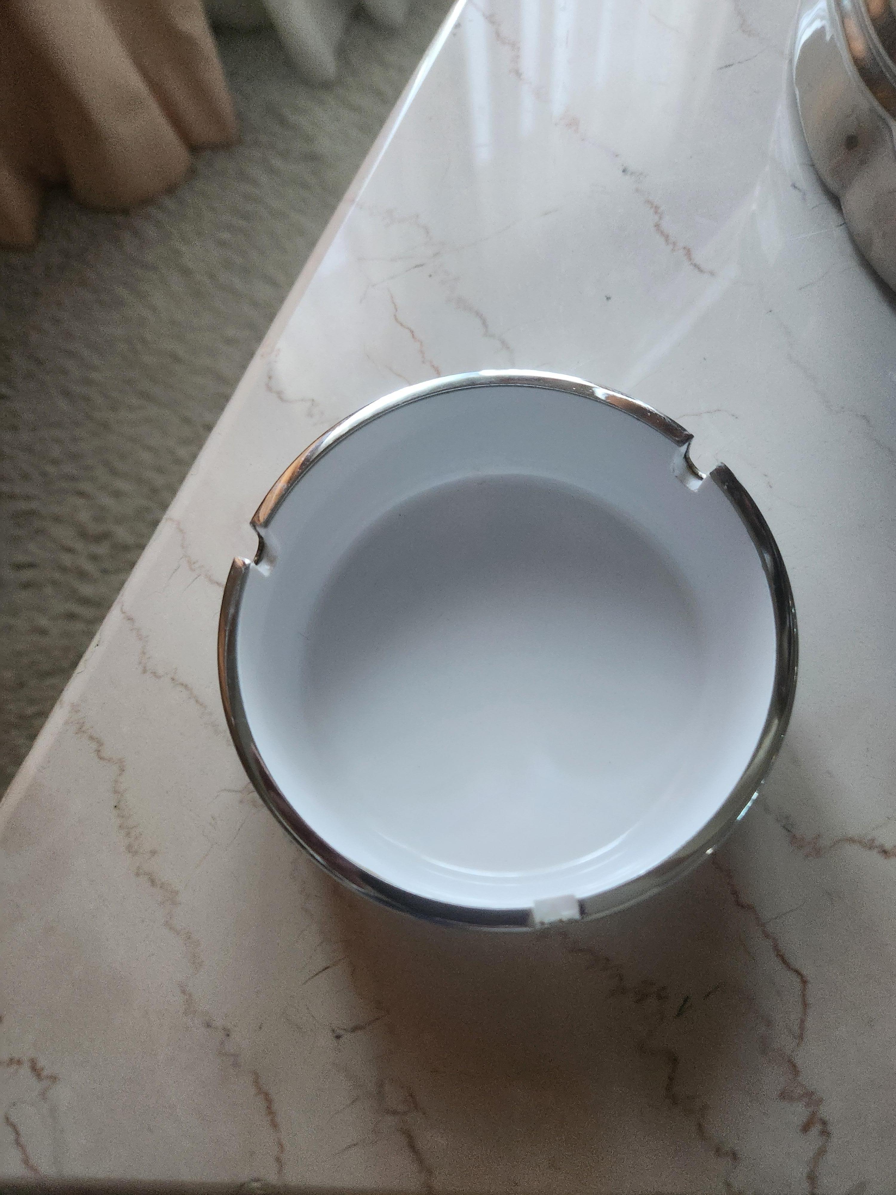 1960s Isamu Kenmochi Mod Ashtray Silver White Catch All For Sale 6
