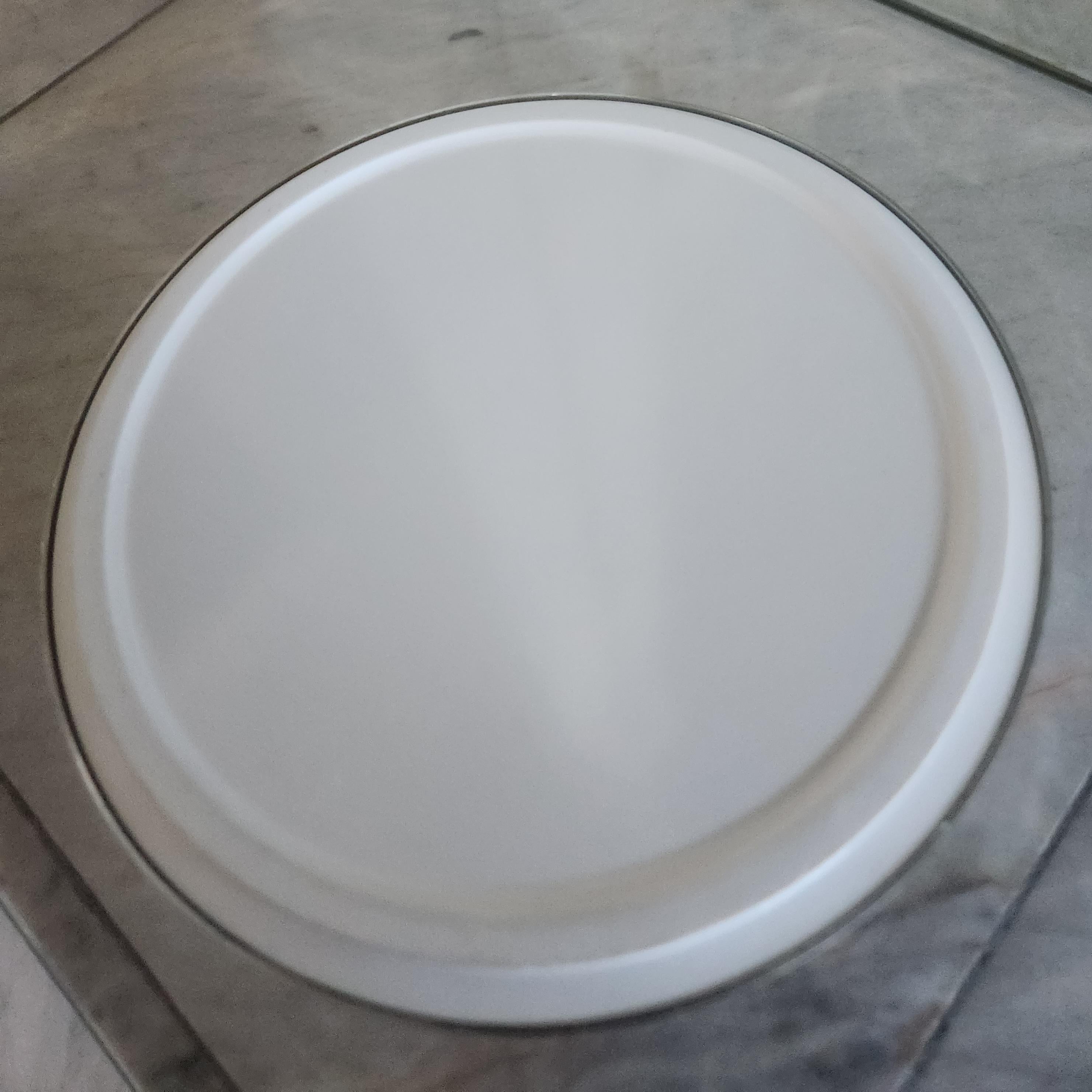 1960er Isamu Kenmochi Mod Großer Aschenbecher Catchall Silber & Weiß im Angebot 2