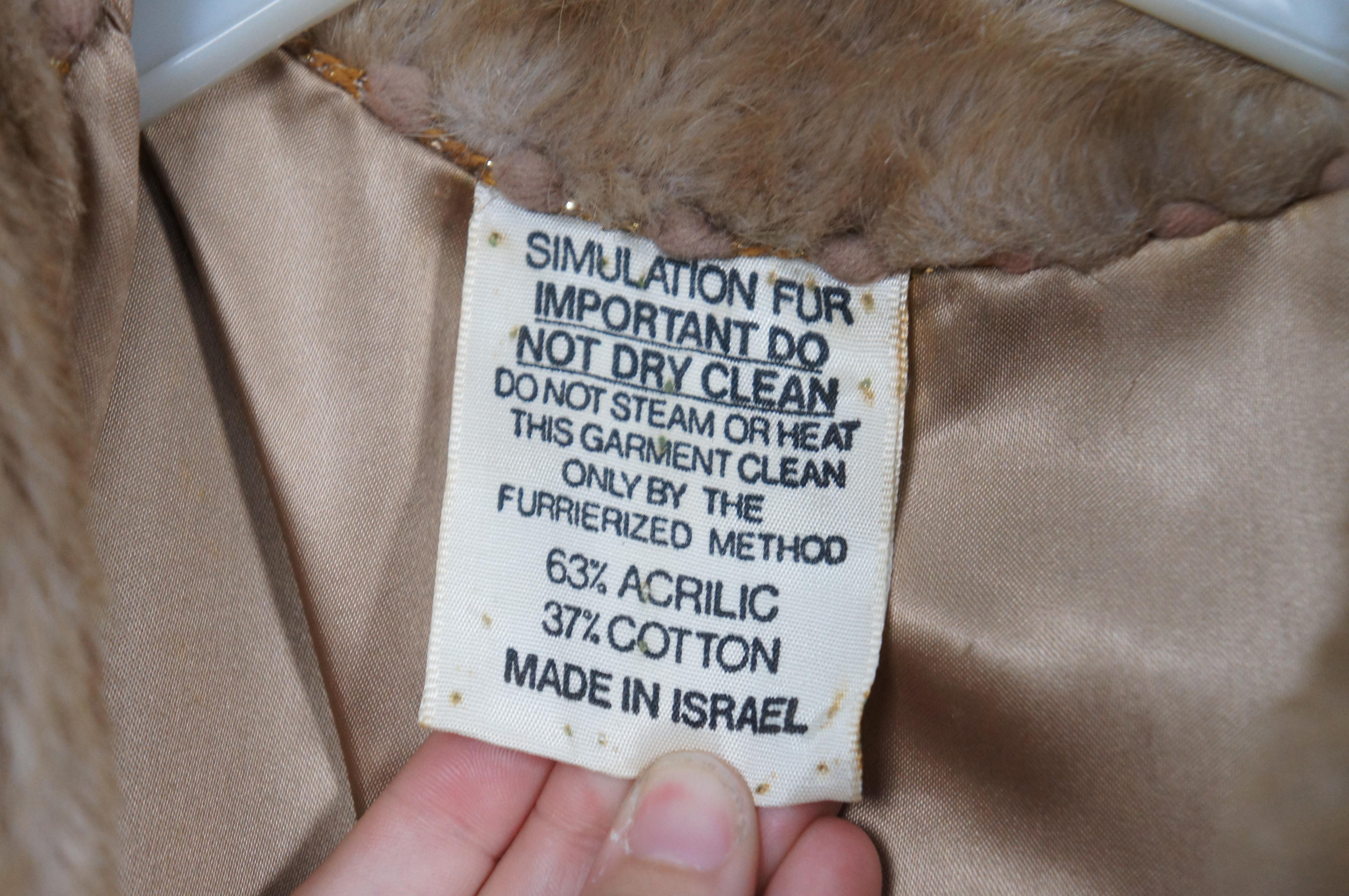 1960s Isreali French Tissavel Faux Tan Simulation Mink Fur & Leather Coat 4