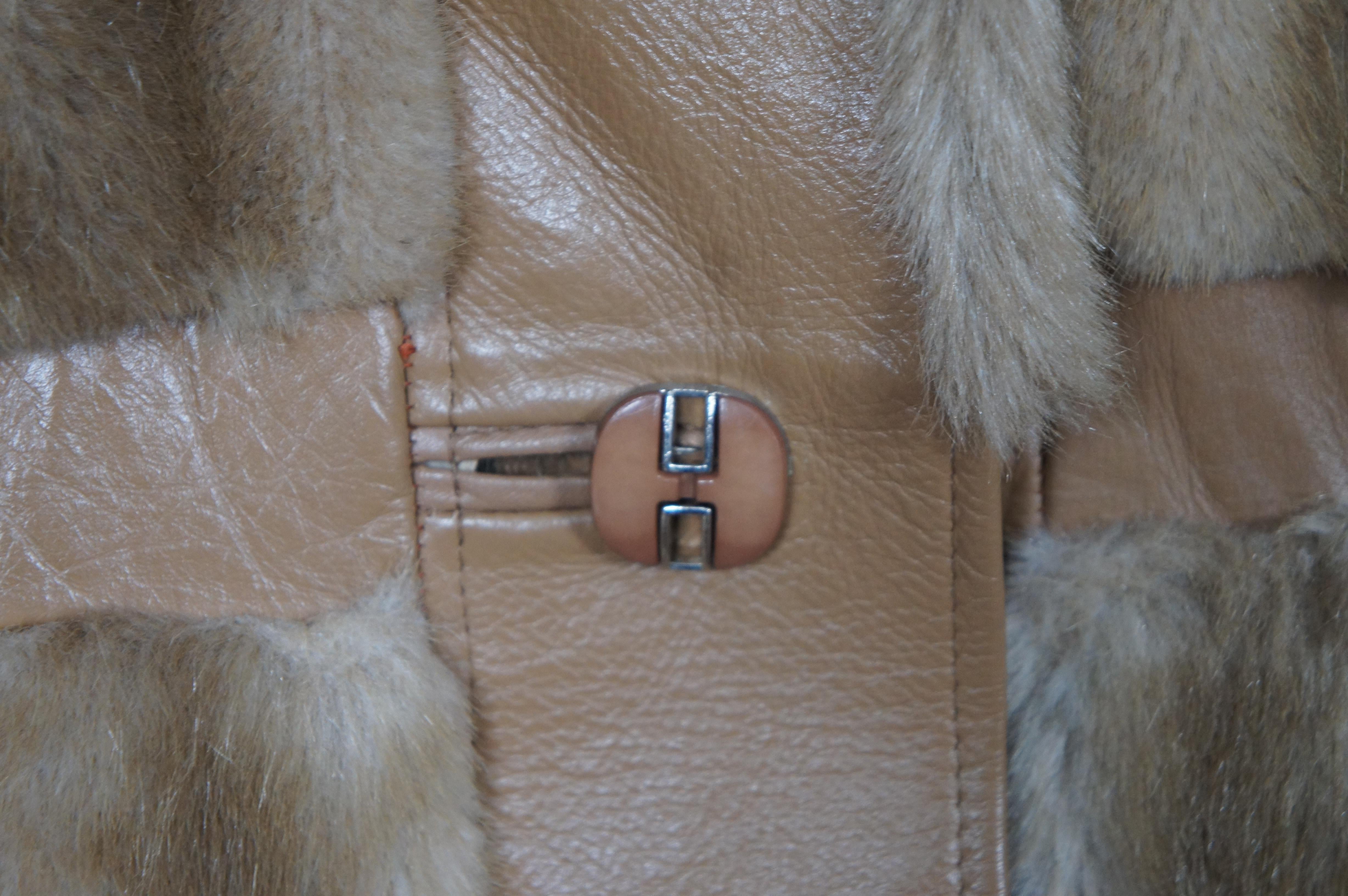 1960s Isreali French Tissavel Faux Tan Simulation Mink Fur & Leather Coat In Good Condition In Dayton, OH
