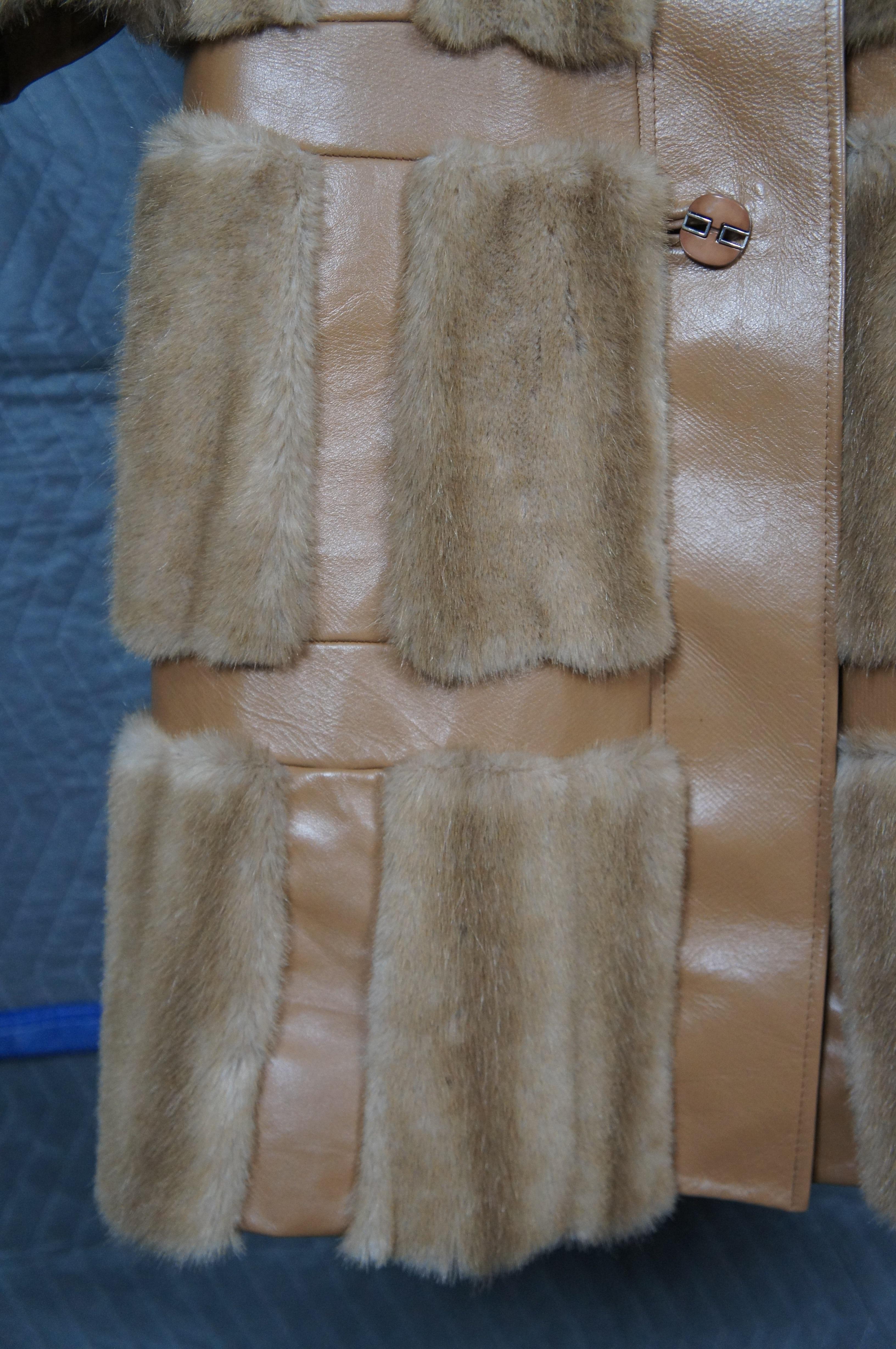 20th Century 1960s Isreali French Tissavel Faux Tan Simulation Mink Fur & Leather Coat