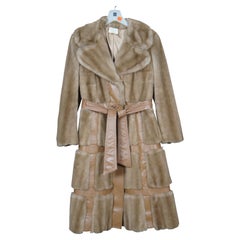 1960s Isreali French Tissavel Faux Tan Simulation Mink Fur & Leather Coat