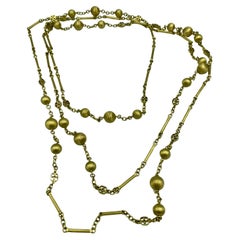 1960s Italian 18k gold hand engraved chain necklace