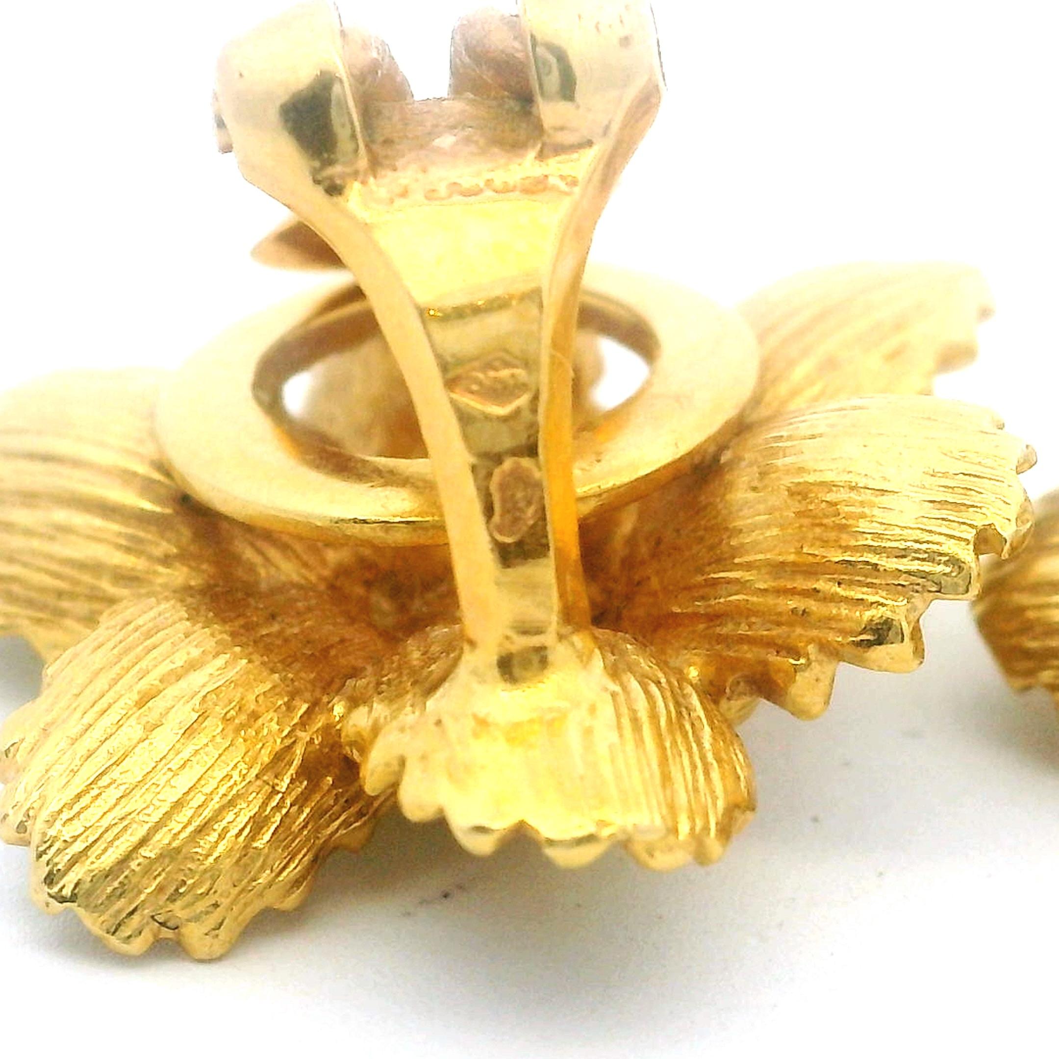 Orecchini floreali in oro 18 carati del 1960, Atelier Valenza, 10,40 g in vendita 5