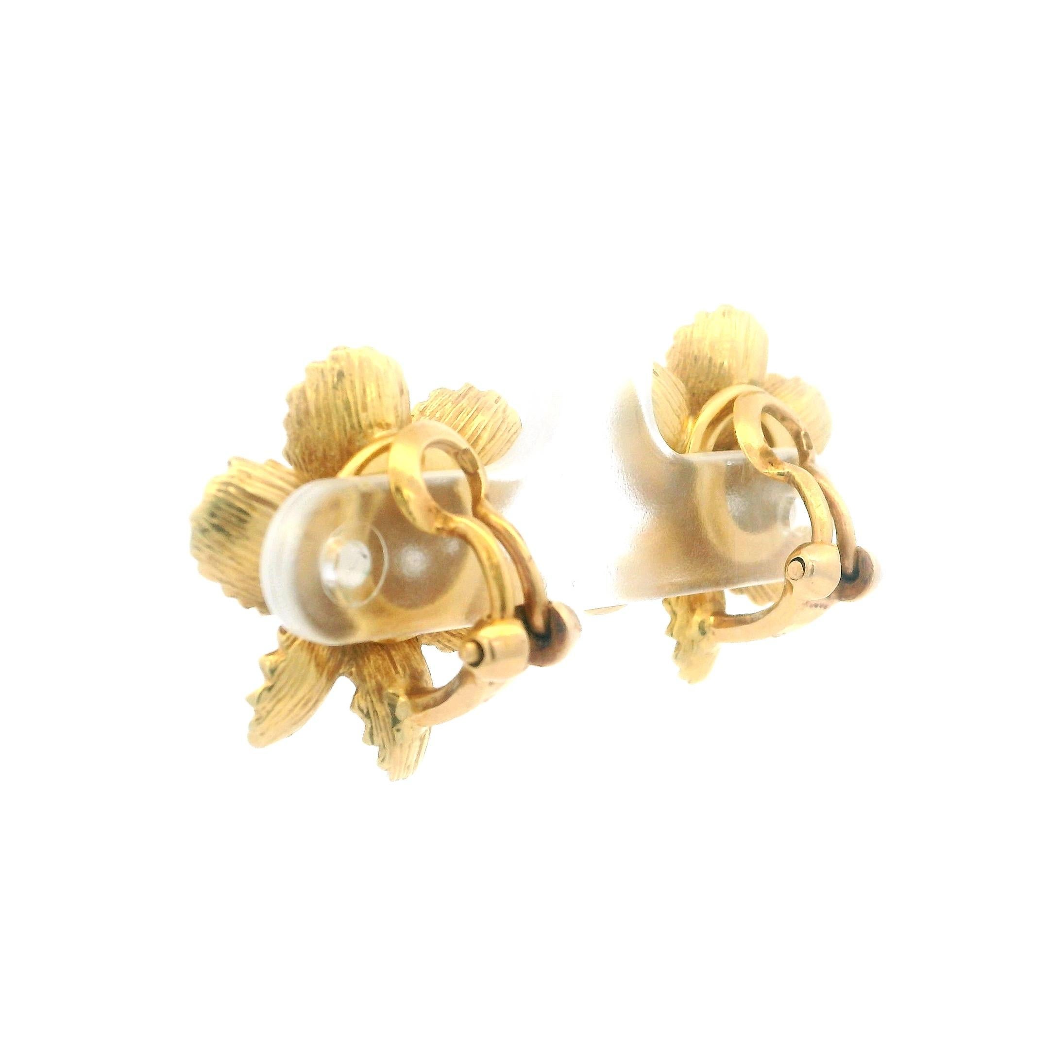 Orecchini floreali in oro 18 carati del 1960, Atelier Valenza, 10,40 g in vendita 1