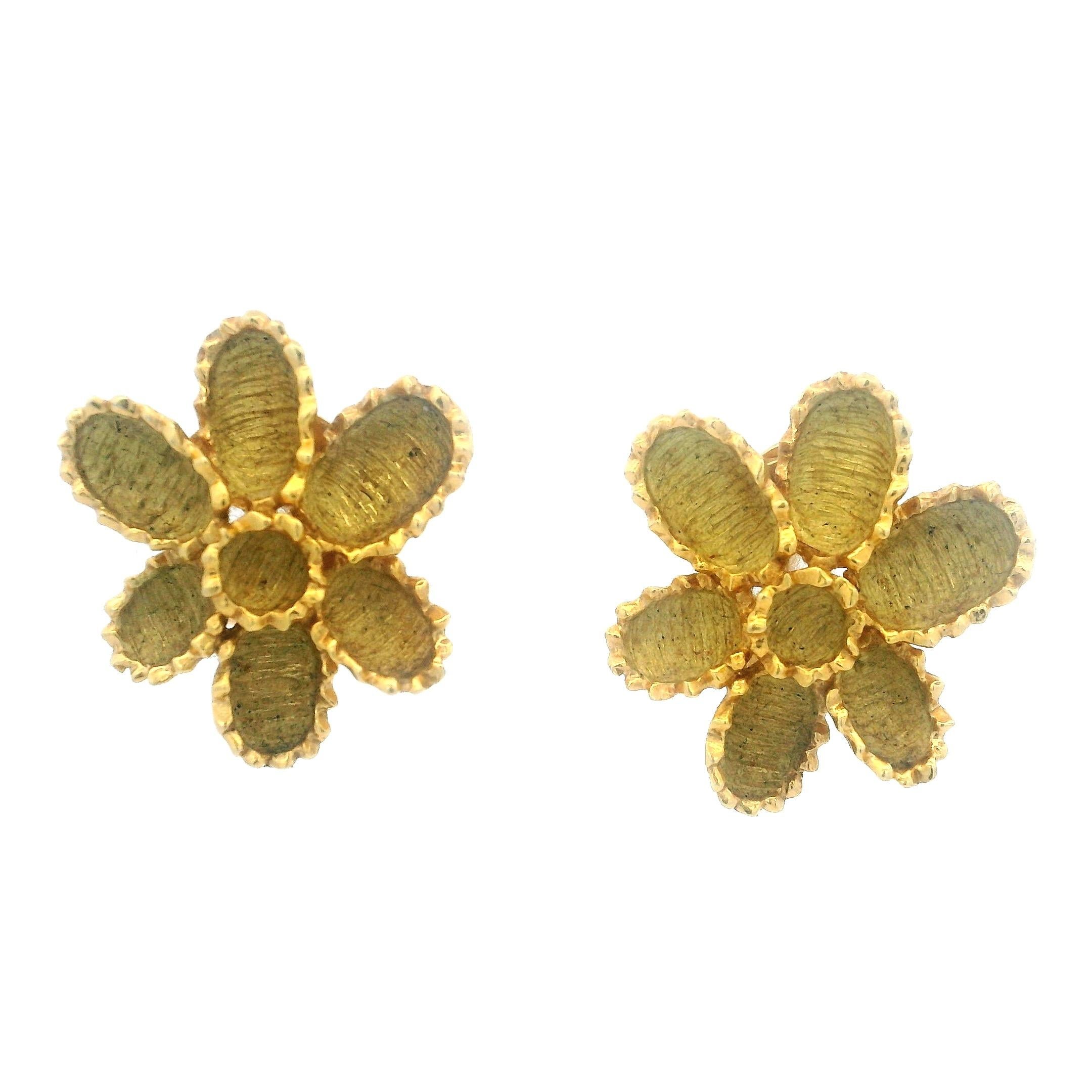Orecchini floreali in oro 18 carati del 1960, Atelier Valenza, 10,40 g in vendita 3
