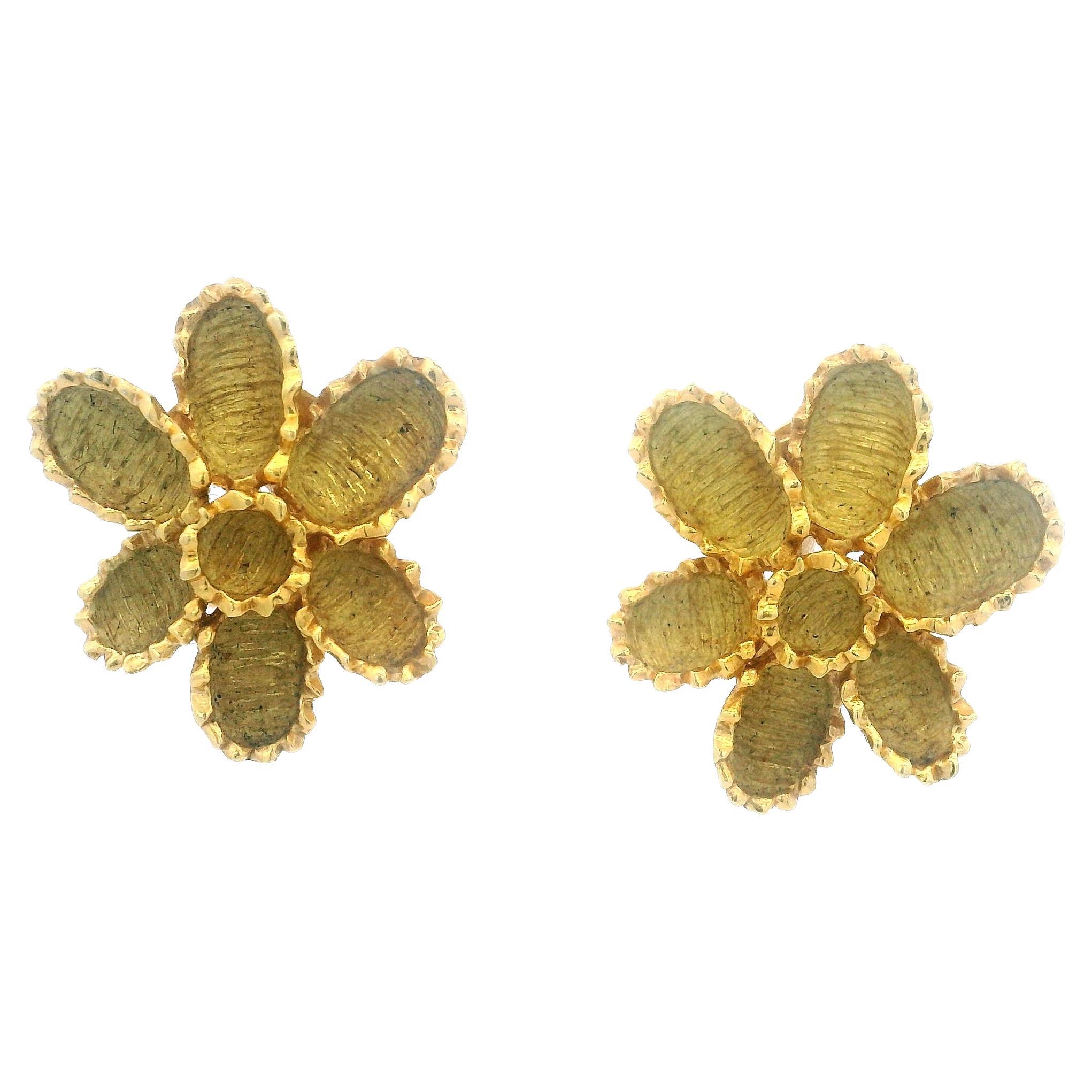 Orecchini floreali in oro 18 carati del 1960, Atelier Valenza, 10,40 g