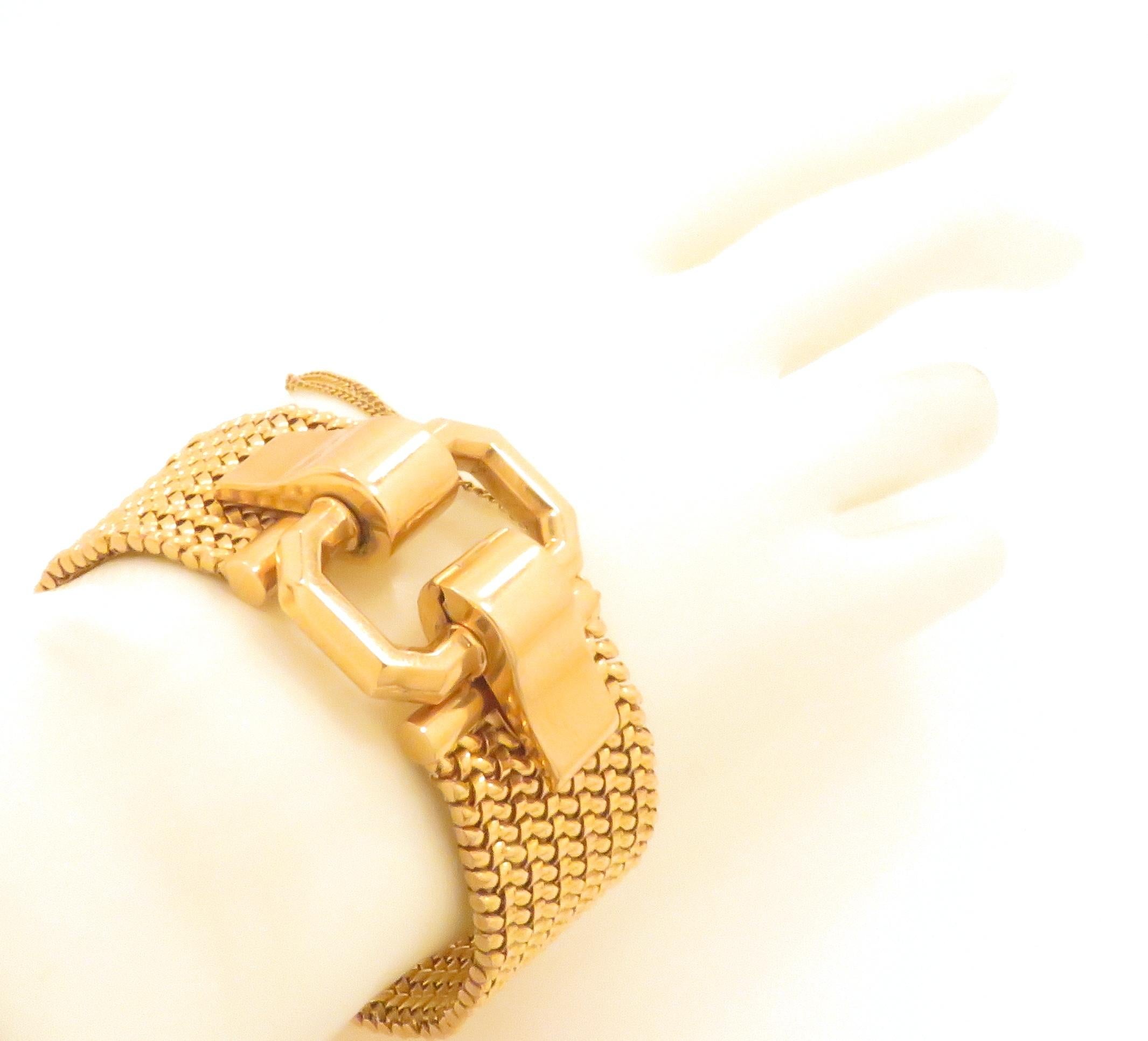 Women's 1960s Italian 18k Yellow Gold Mesh Bracelet