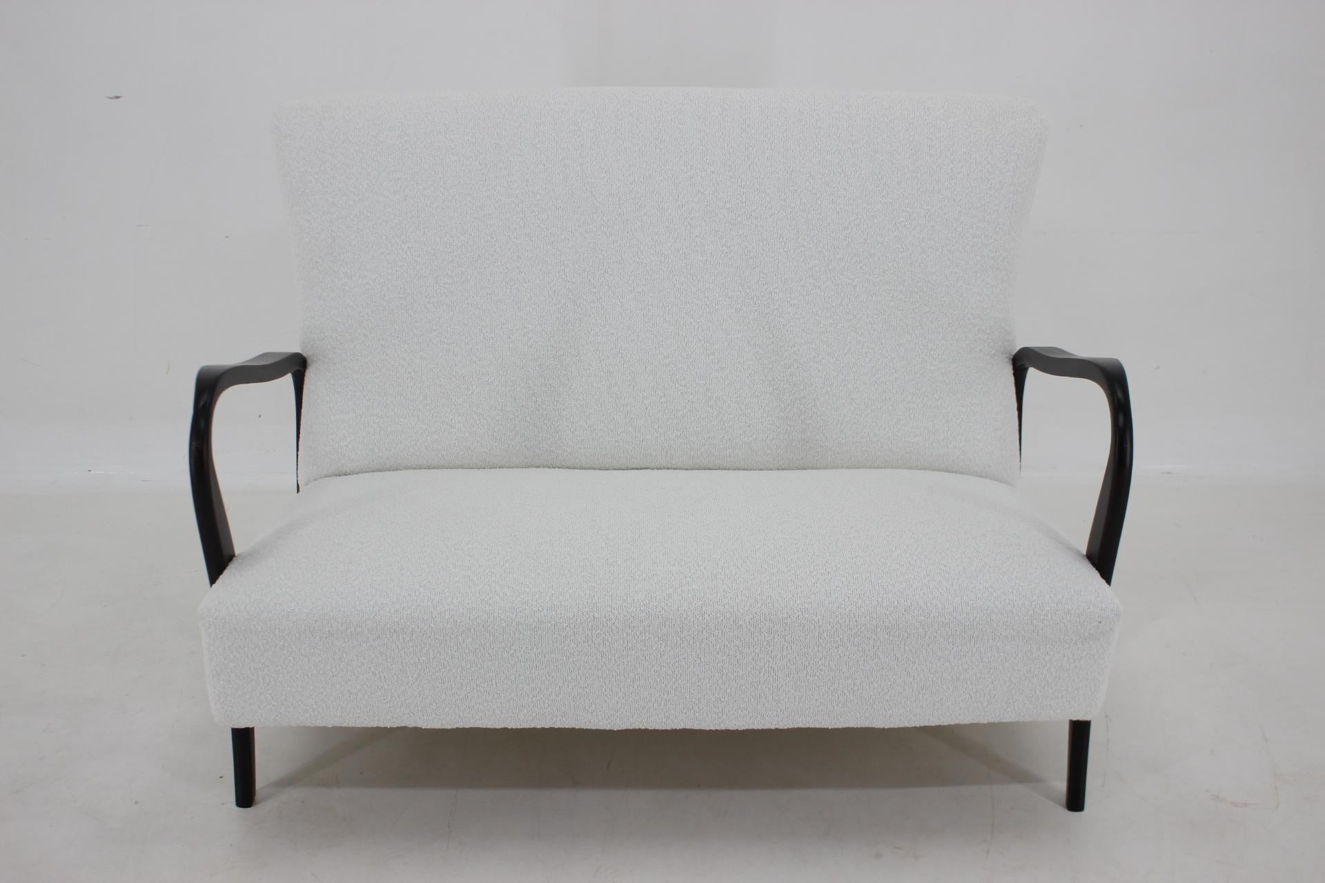 - newly upholstered in white Boucle fabric
- carefully refurbished