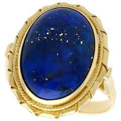 1960s Italian 5.90 Carat Lapis Lazuli 18 Karat Yellow Gold Dress Ring