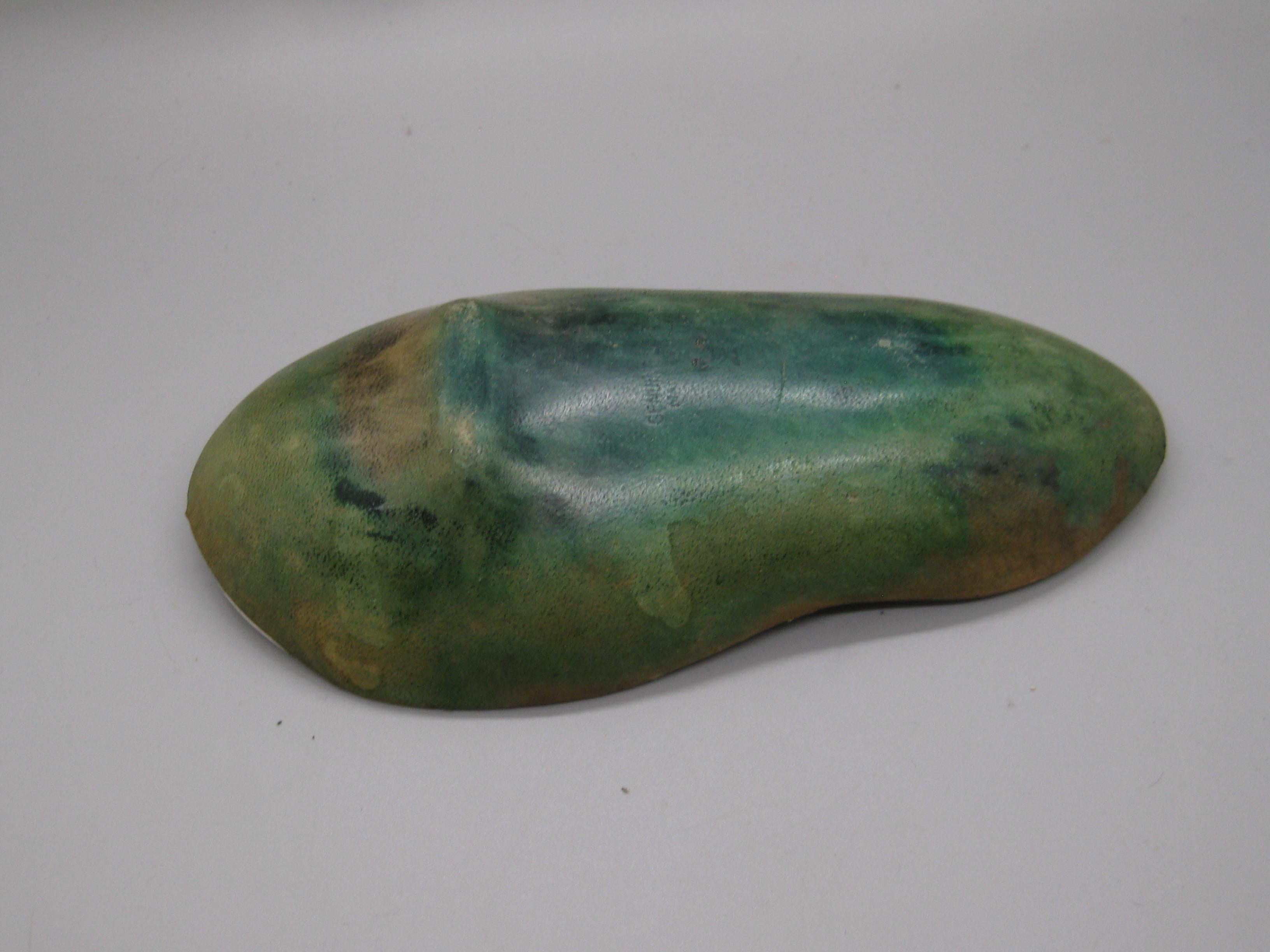 1960's Italian Abstract Girl Figure Leather Wrapped Pottery Bowl Dish Italy For Sale 3