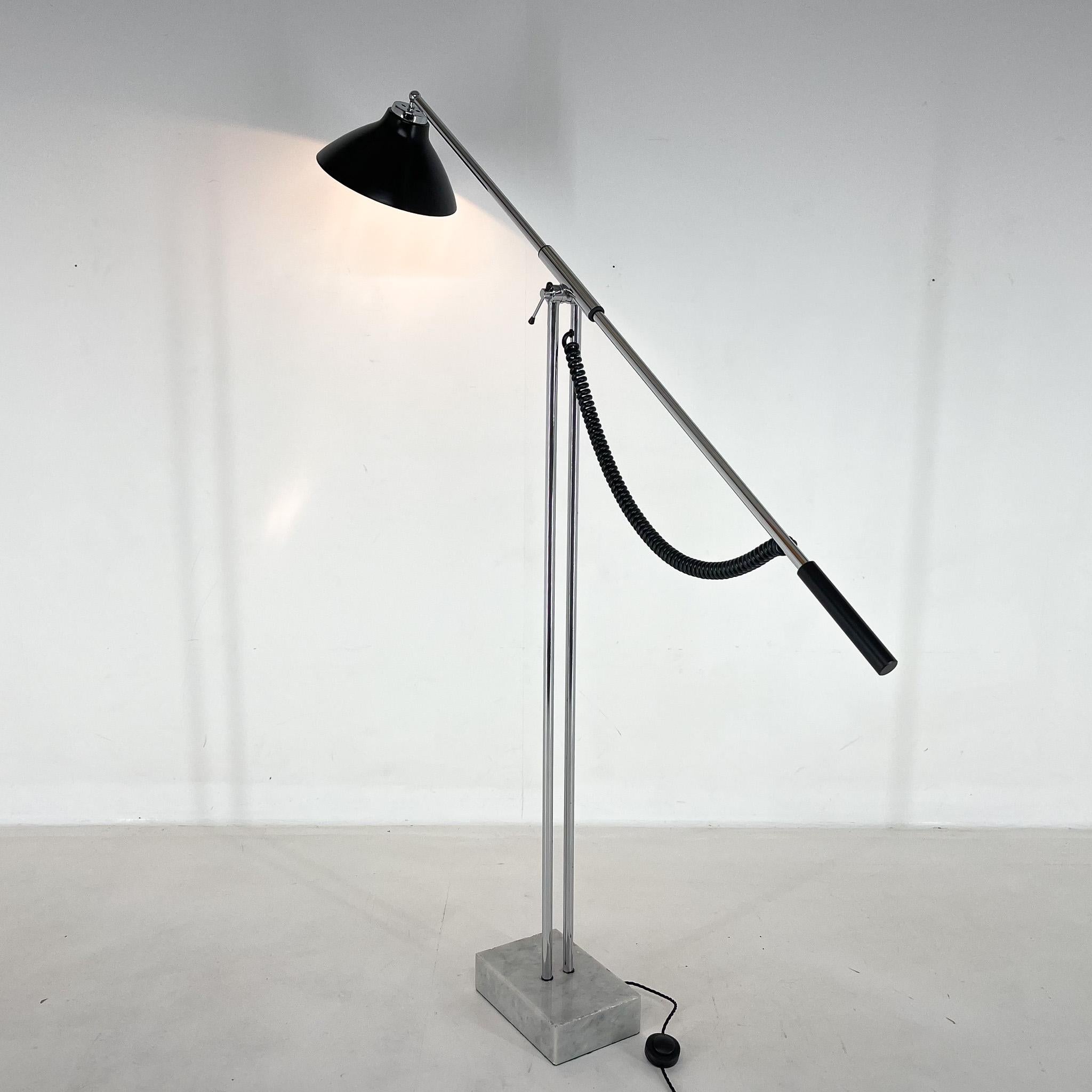 1960's Italian Adjustable Chrome & Marble Floor Lamp in Style of Arredoluce For Sale 7