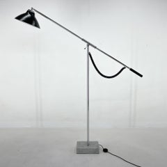1960's Italian Adjustable Chrome & Marble Floor Lamp in Style of Arredoluce