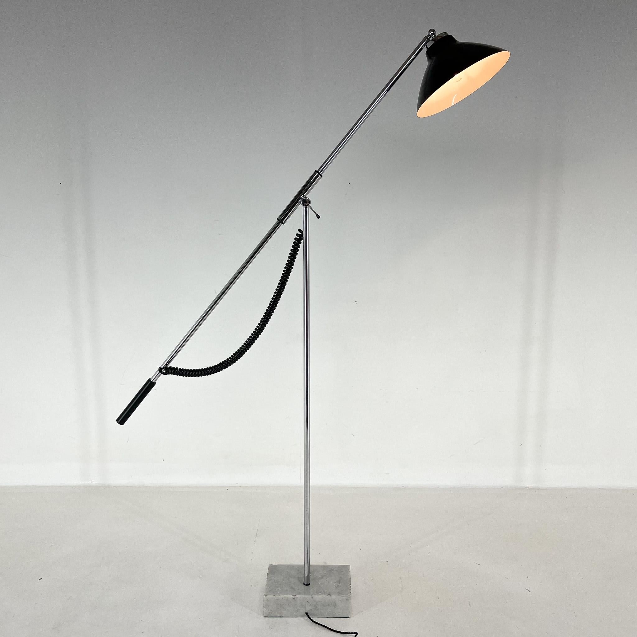 1960's Italian Adjustable Chrome & Marble Floor Lamp in Style of Arredoluce For Sale 2