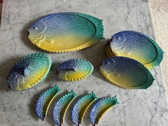1960s Italian Albisola Fish-Shaped Ceramic Tableware Set
