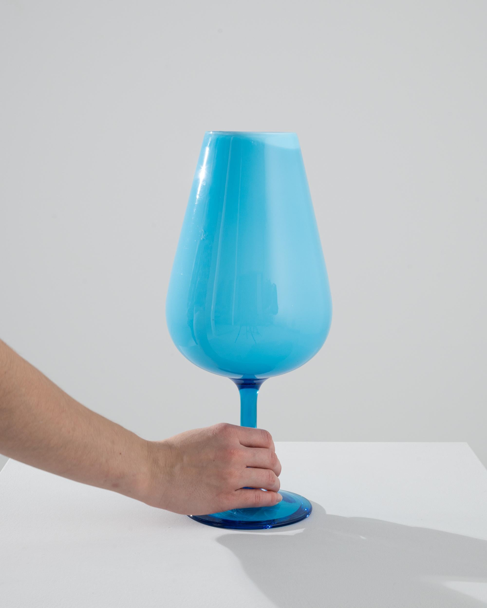 Mid-Century Modern 1960s Italian Aqua Blue Goblet For Sale