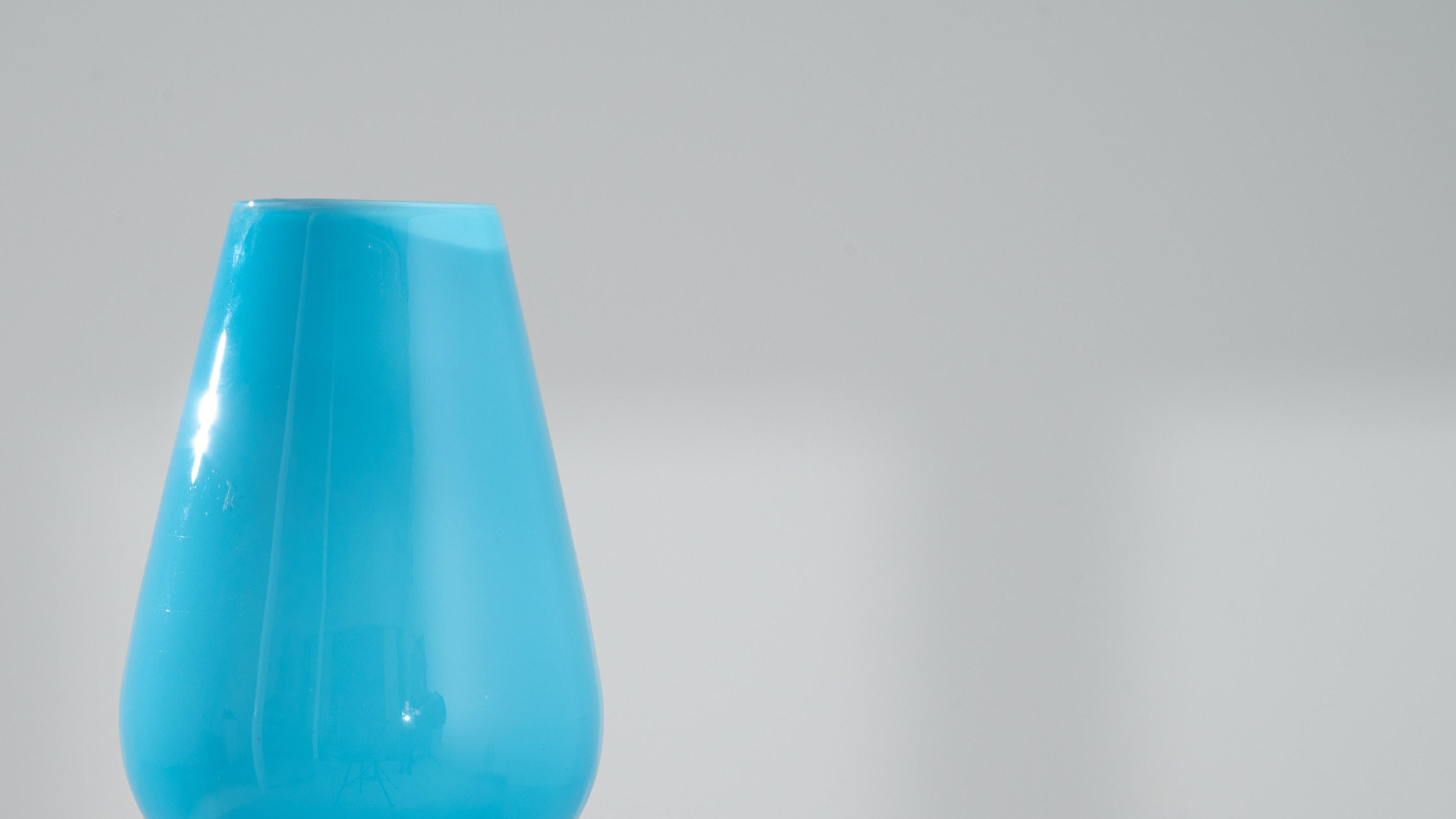 Blown Glass 1960s Italian Aqua Blue Goblet For Sale