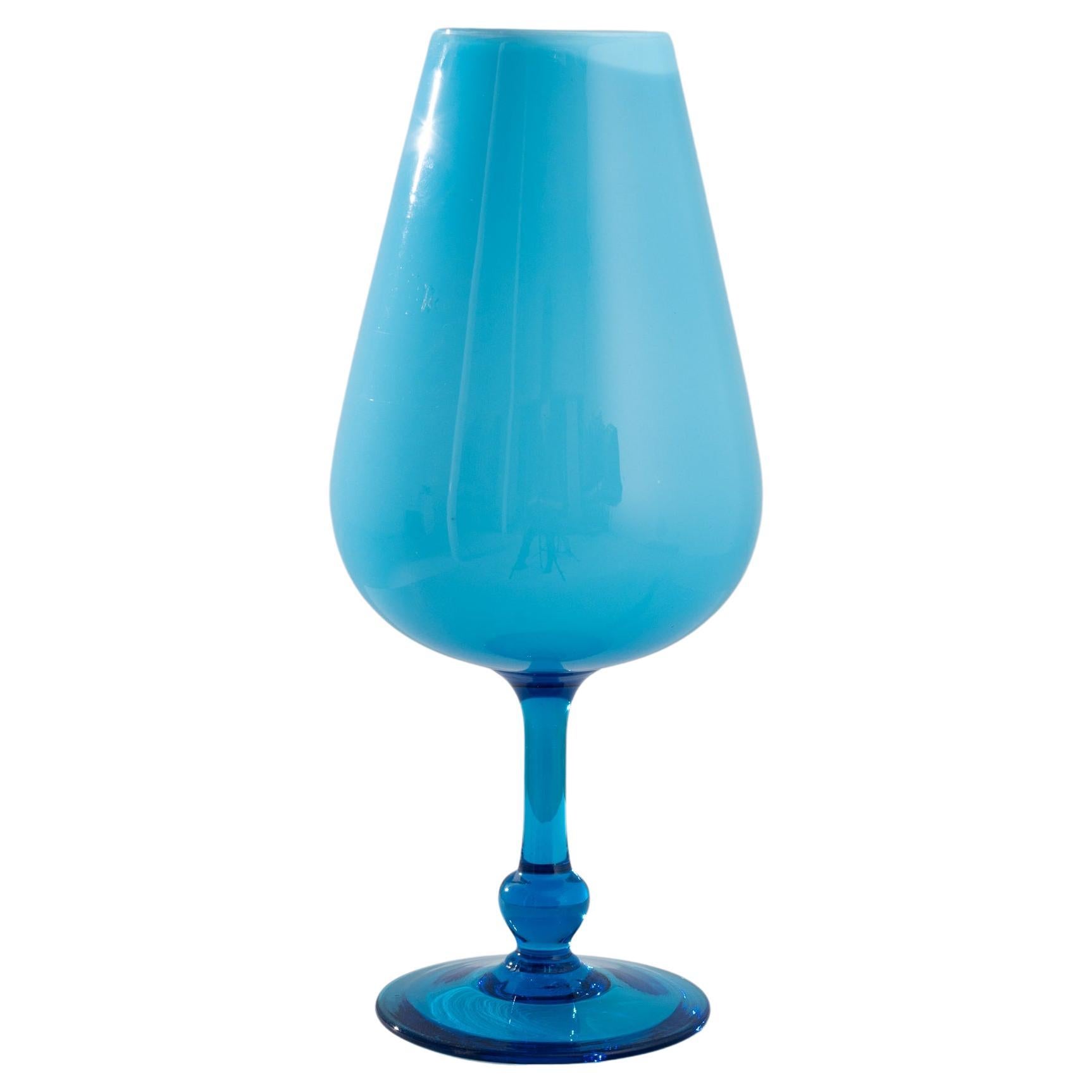1960s Italian Aqua Blue Goblet