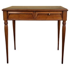 1960s Italian Art Deco Mid-Century Walnut Brass Glass Top Desk Writing Table