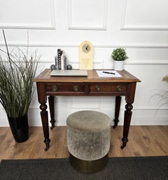 1960s Italian Art Deco Mid-Century Walnut Brass Leather Desk Writing Table