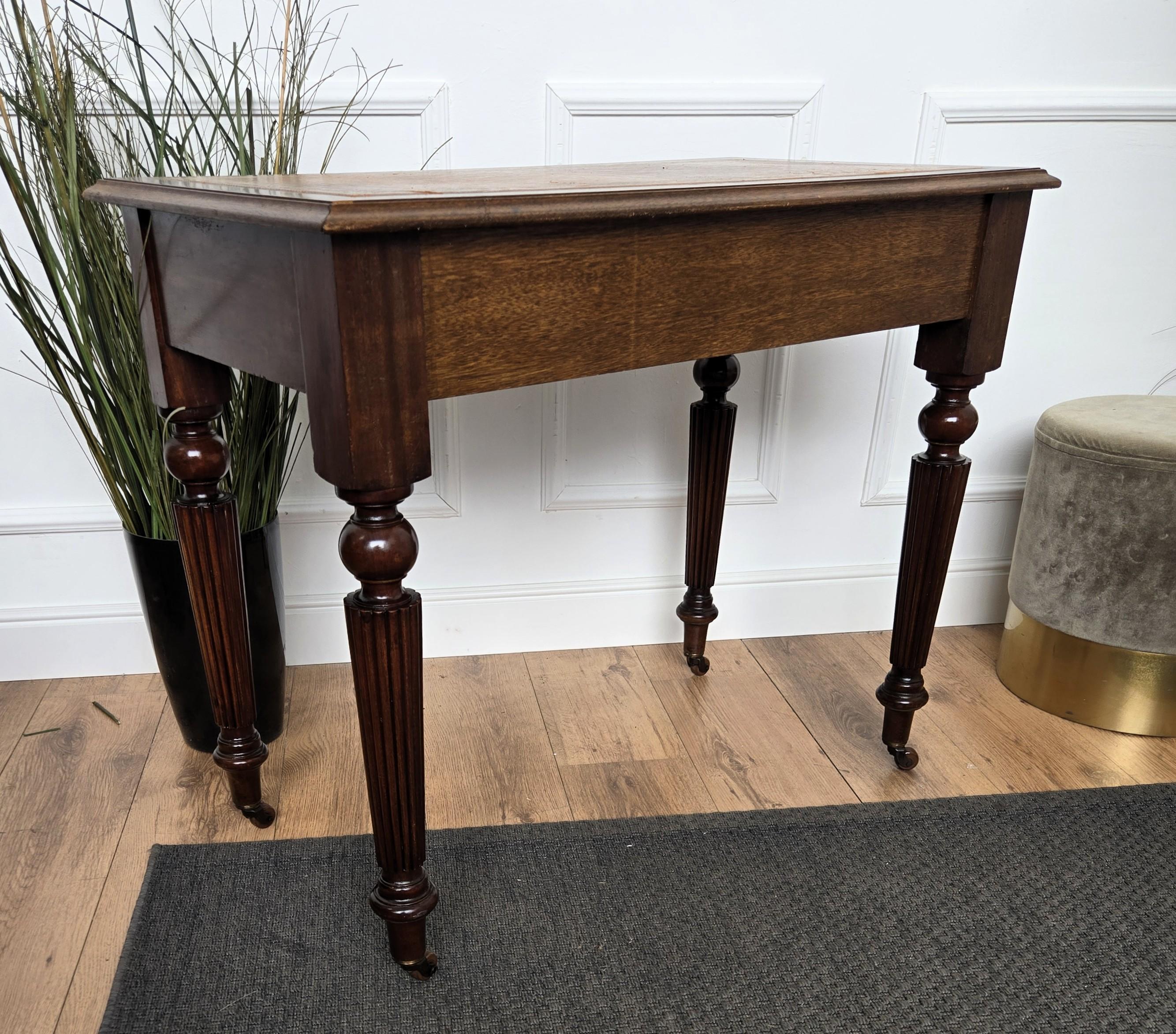 1960 Art Deco italiano Mid-Century Walnut Brass Leather Desk Writing Table in vendita 1