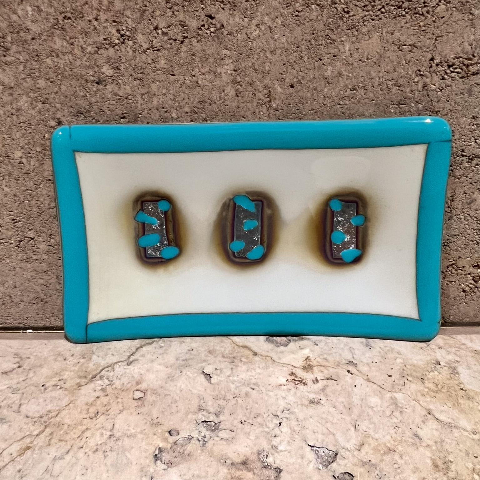 Mid-Century Modern 1960s Italian Art Glass Abstract Blue Plate Style A V Mazzega For Sale