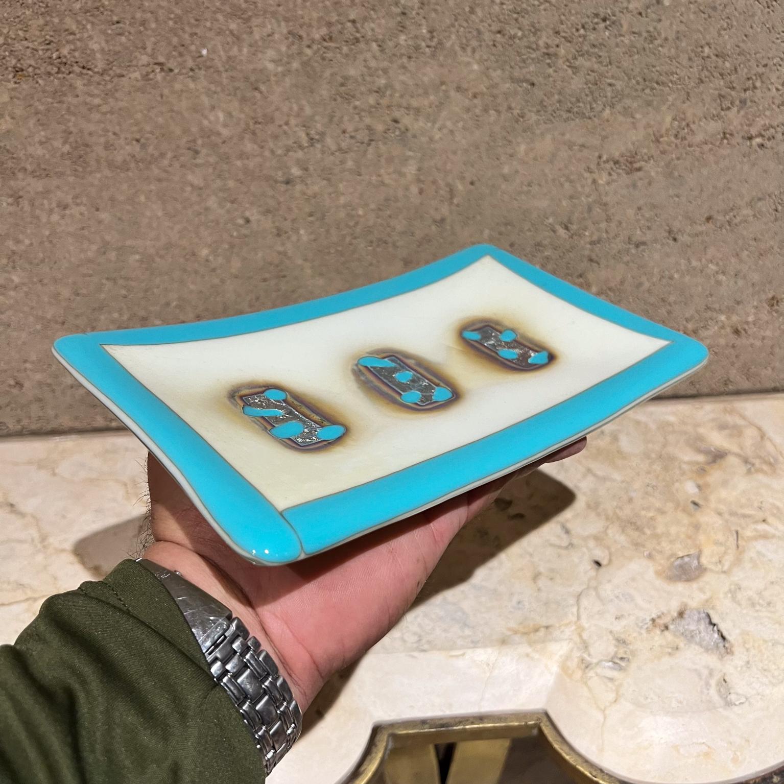 1960s Italian Art Glass Abstract Blue Plate Style A V Mazzega For Sale 1