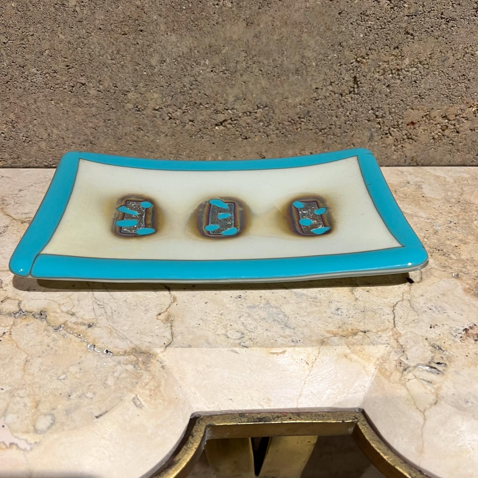 1960s Italian Art Glass Abstract Blue Plate Style A V Mazzega For Sale 2