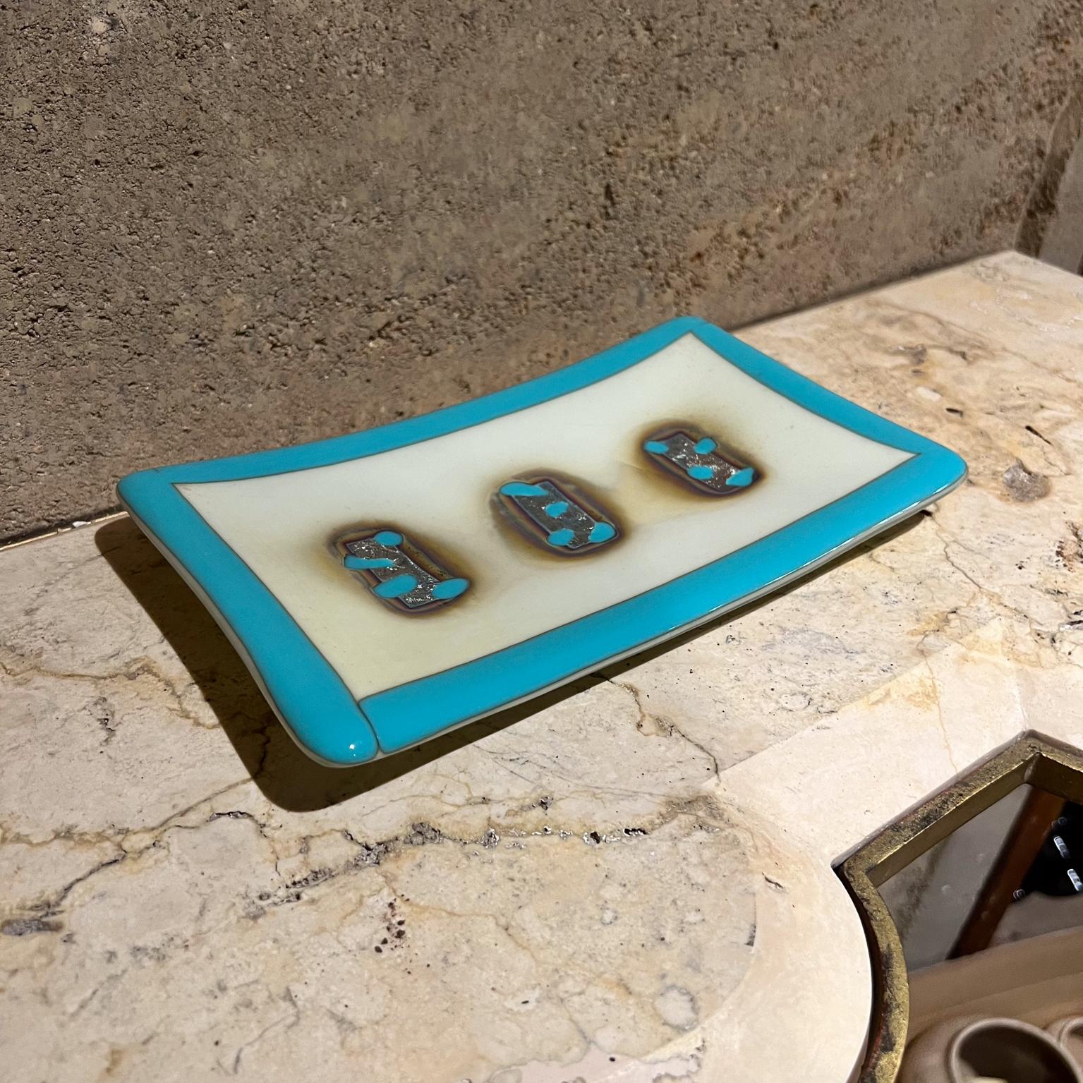 1960s Italian Art Glass Abstract Blue Plate Style A V Mazzega For Sale 3
