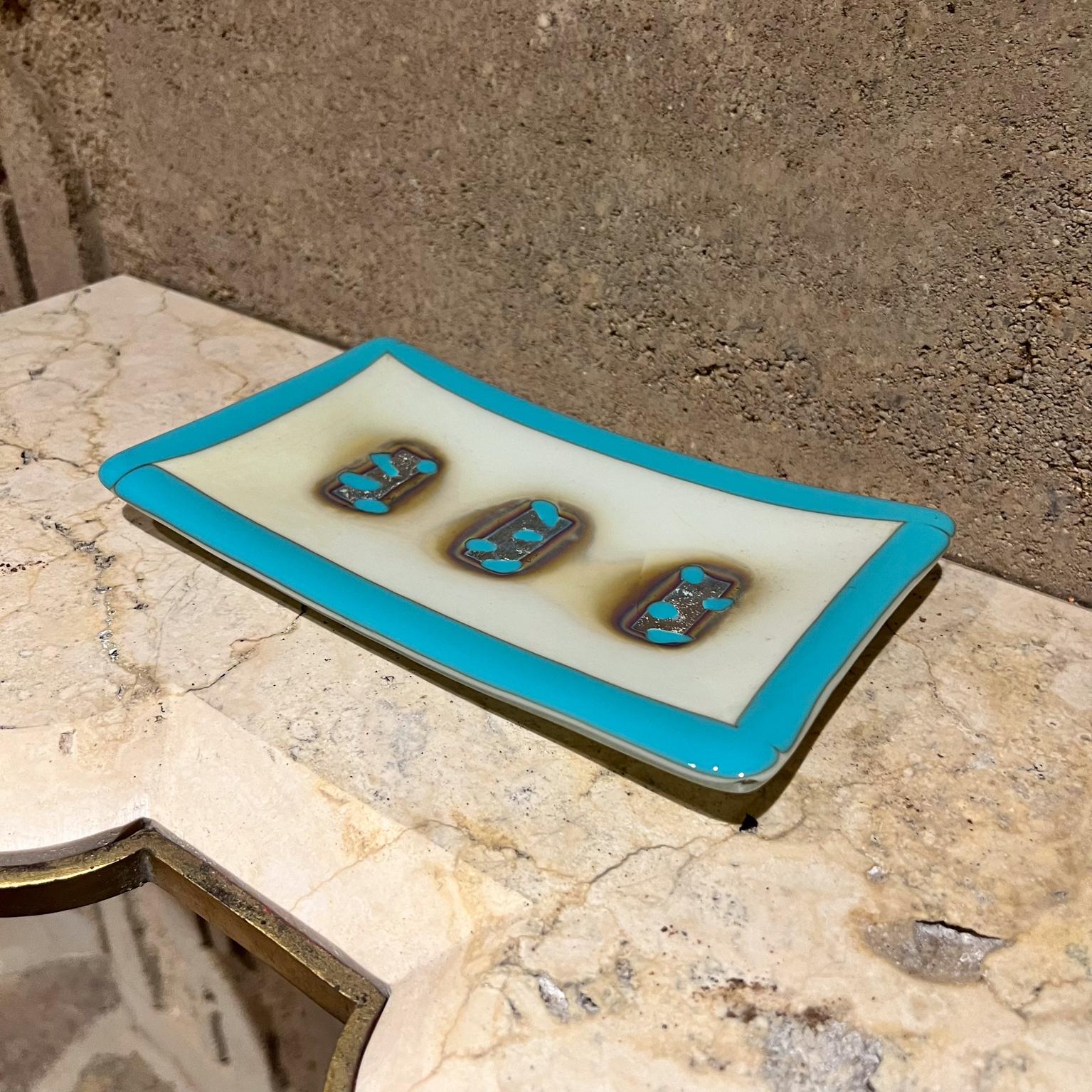 1960s Italian Art Glass Abstract Blue Plate Style A V Mazzega For Sale 4