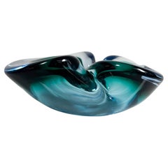 1960s Italian Art Glass Lovely Blue Murano Ashtray