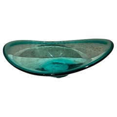 1960er Jahre Italienisches Kunstglas Murano Blau Grün Schale