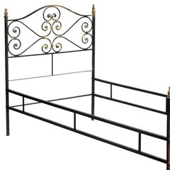 1960s Italian Art Nouveau Single Bed in Painted Wrought Iron, Golden Parts