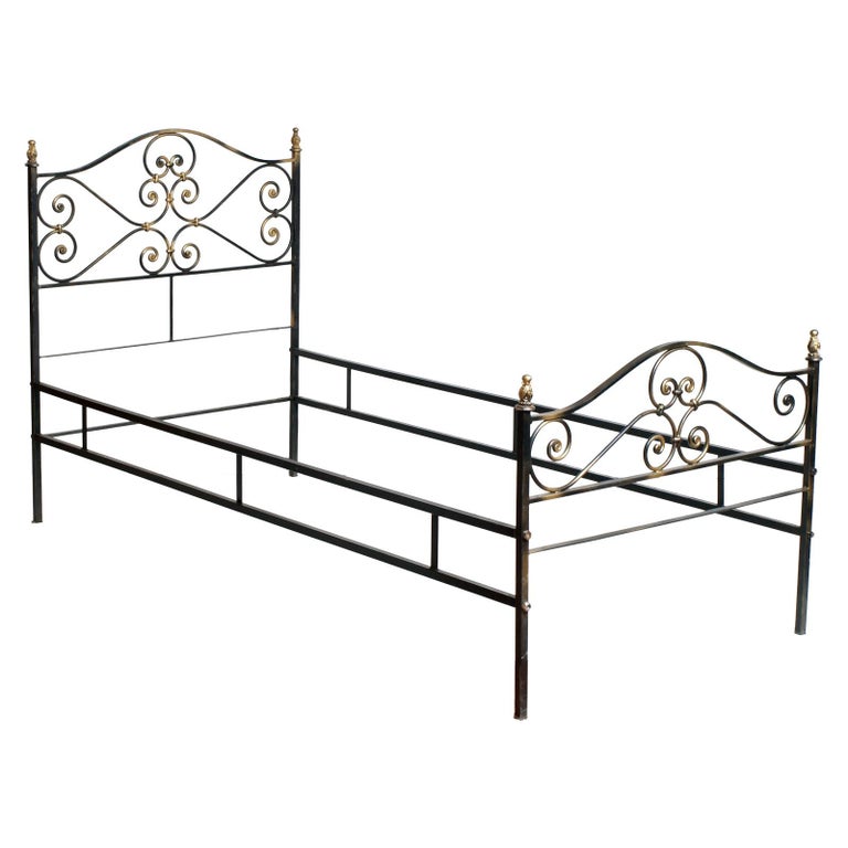 1960s Italian Art Nouveau Single Bed In, Iron Man Bed Frame
