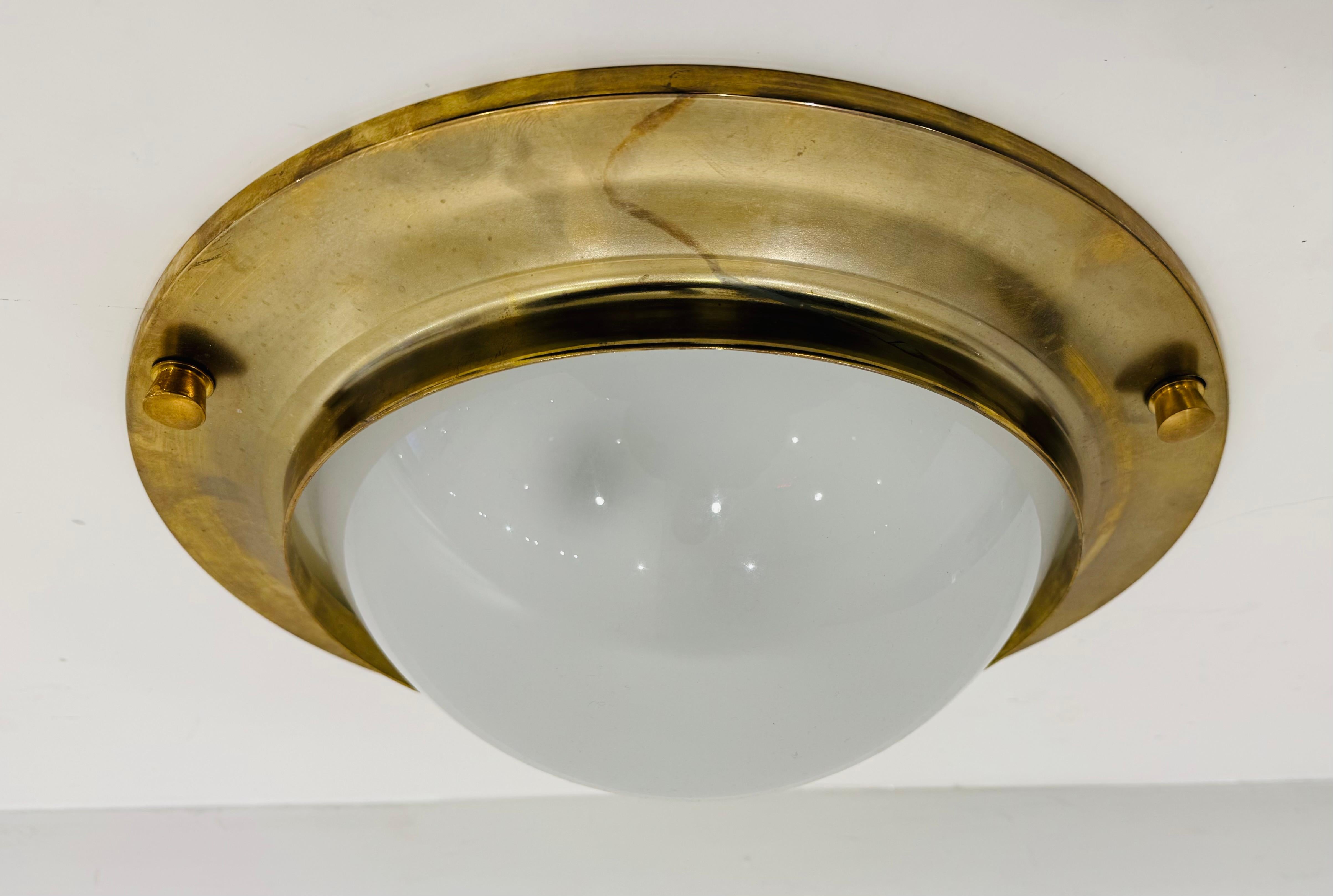 1960s Italian Azucena Flush Ceiling Lamp Midcentury In Excellent Condition For Sale In New York, NY