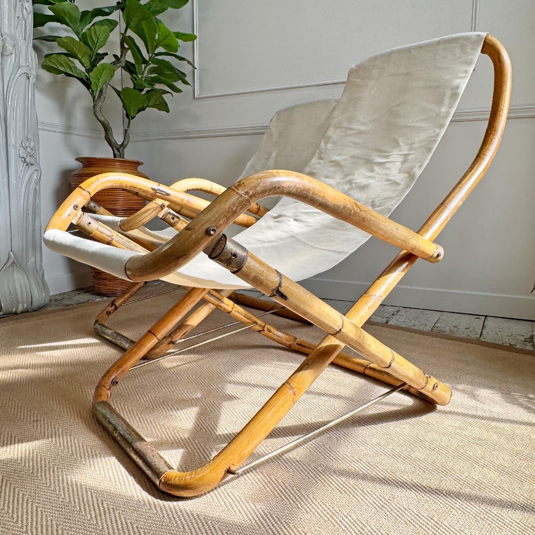 1960er Jahre Italienisch Bambus Folding Deck Chairs im Zustand „Gut“ im Angebot in Hastings, GB