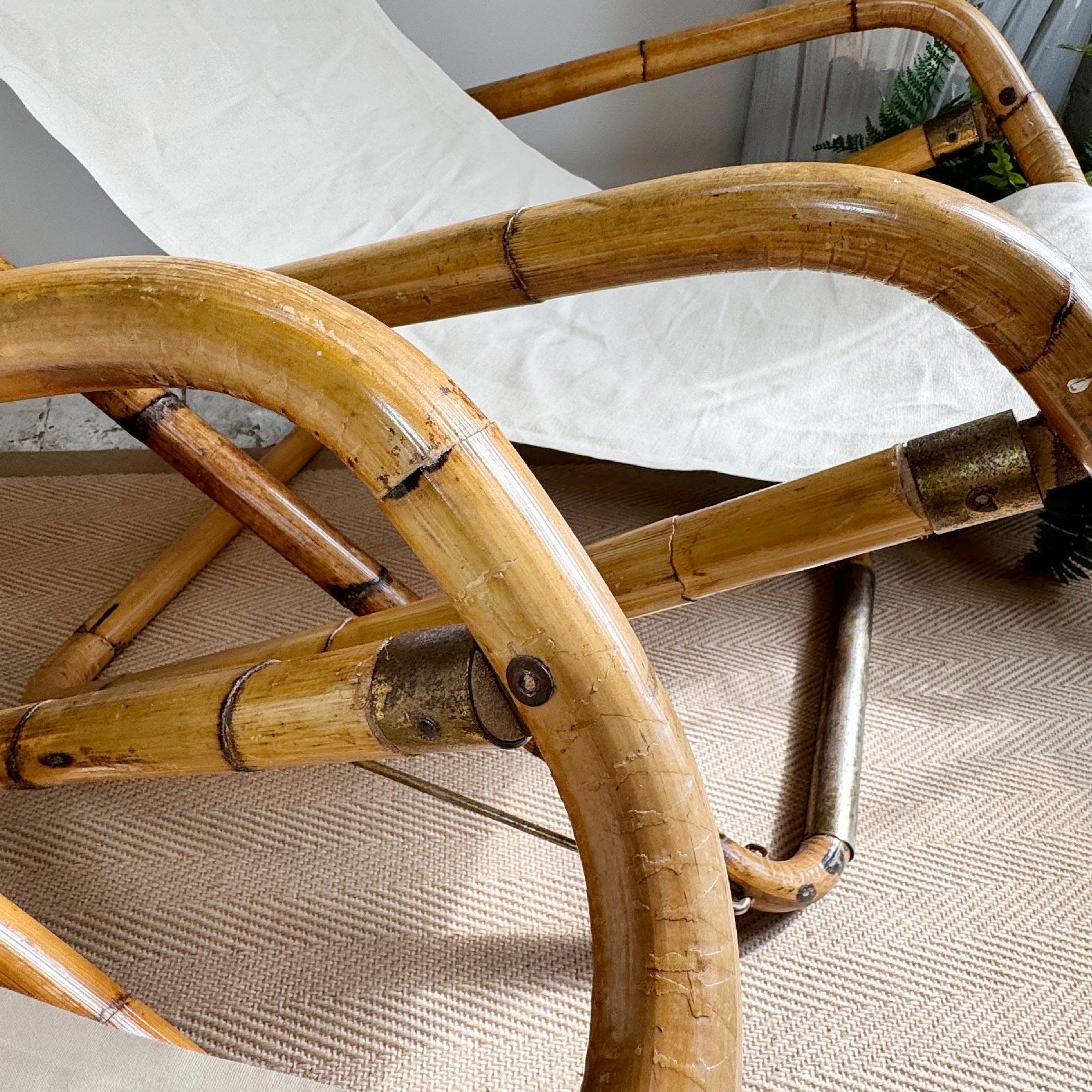 1960er Jahre Italienisch Bambus Folding Deck Chairs (Mitte des 20. Jahrhunderts) im Angebot