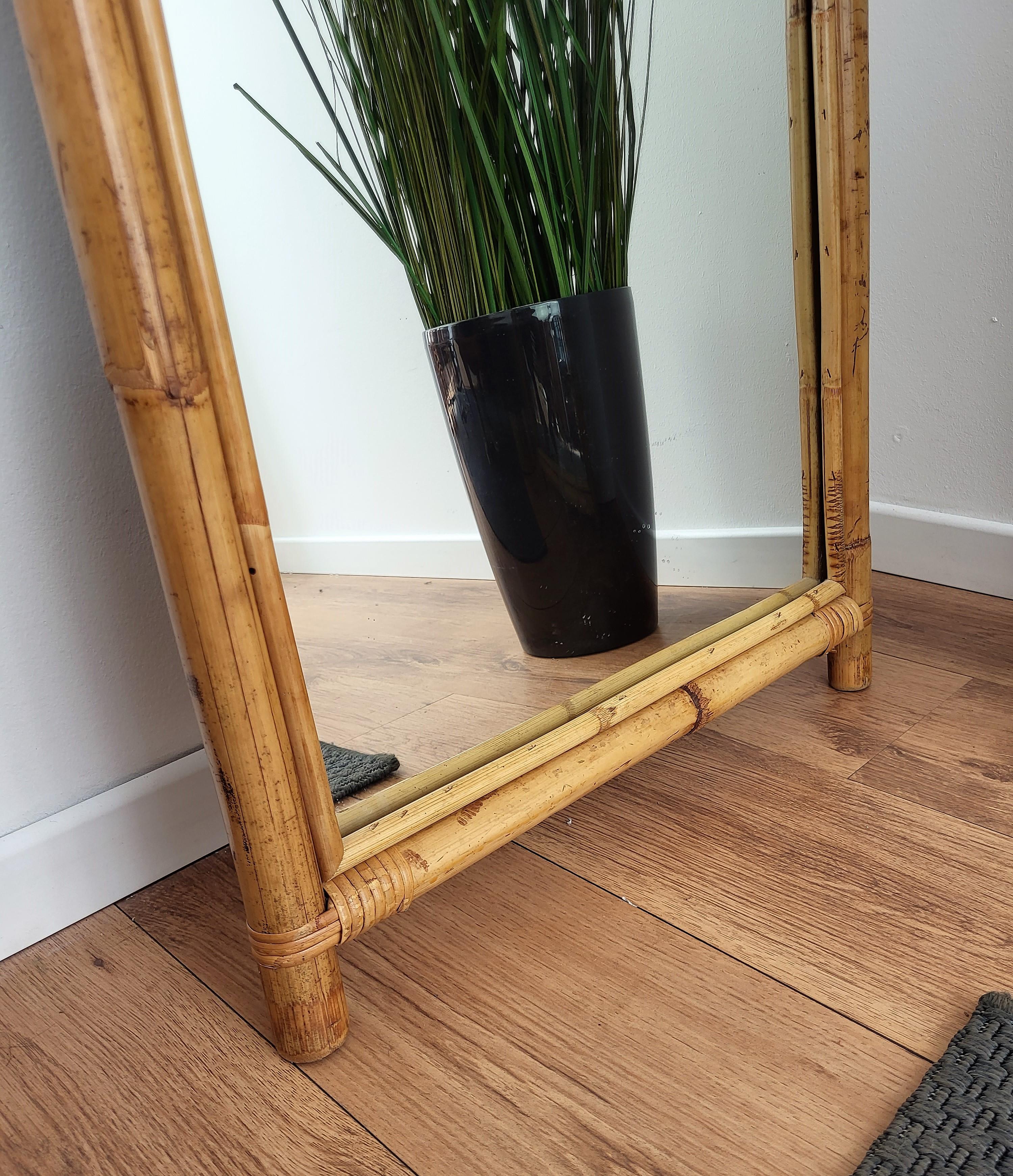 rattan floor mirror