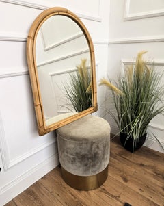 1960s Italian Bamboo Rattan Bohemian French Riviera Arched Wall Mirror