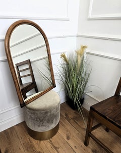 1960s Italian Bamboo Rattan Bohemian French Riviera Arched Wall Mirror