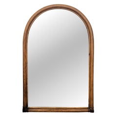 1960s Italian Bamboo Rattan Bohemian French Riviera Arched Wall Mirror