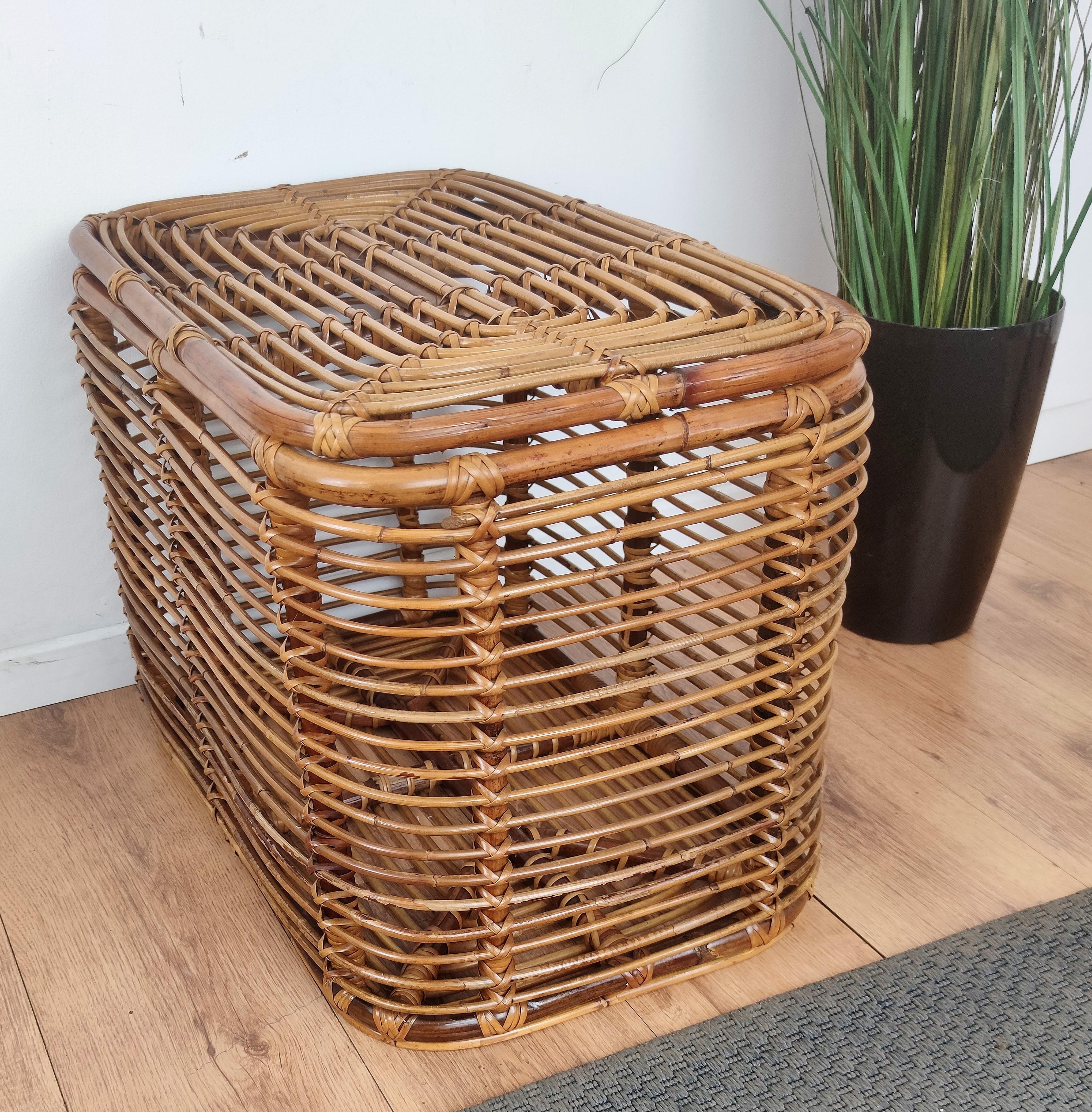 1960s Italian Bamboo Rattan Bohemian French Riviera Basket Container 2