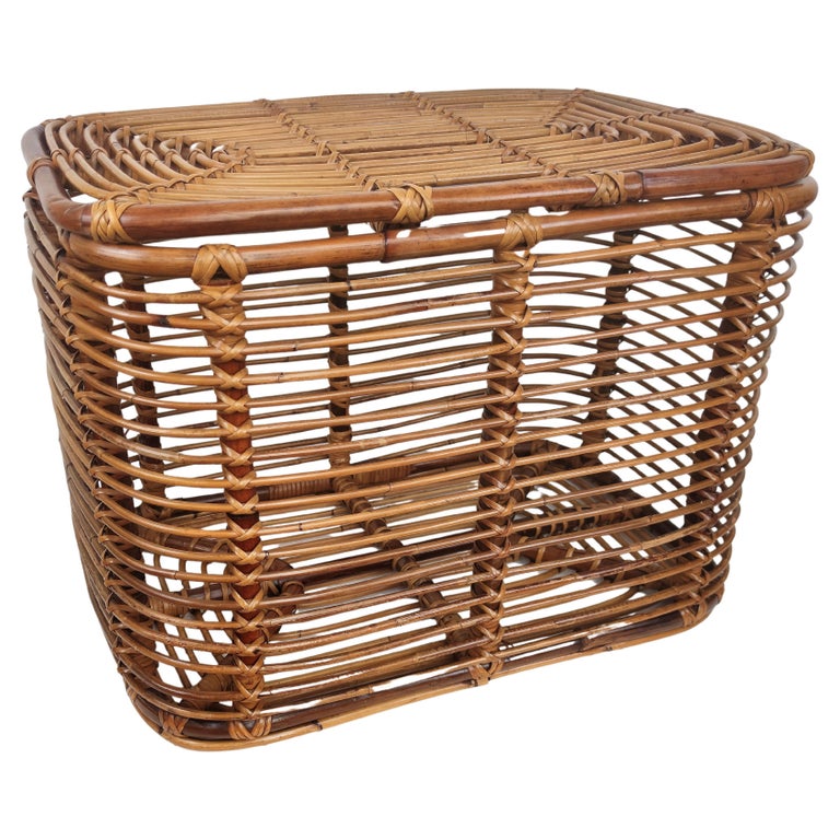 1960s Italian Bamboo Rattan Bohemian French Riviera Basket Container at  1stDibs