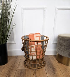 1960s Italian Bamboo Rattan Bohemian French Riviera Basket