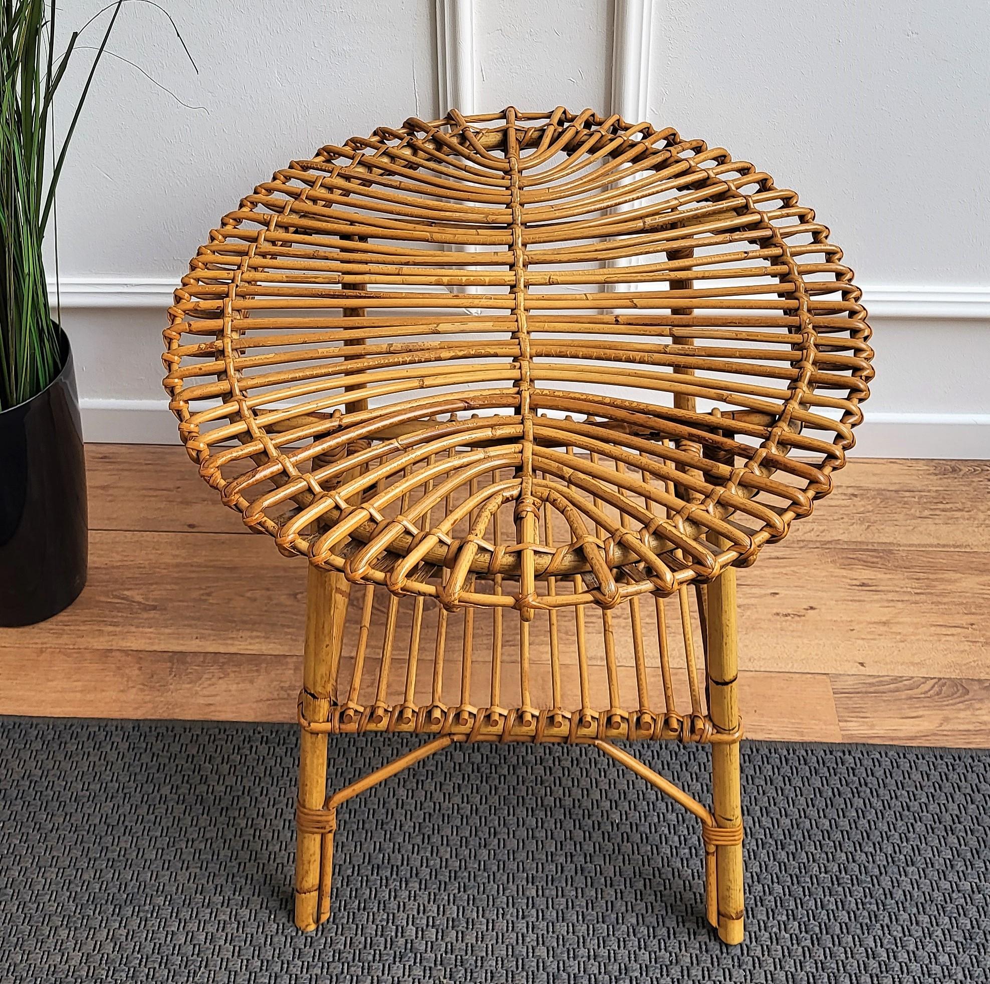 1960s Italian Bamboo Rattan Bohemian French Riviera Bench Side or Accent Table 2