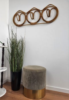 1960s Italian Bamboo Rattan Bohemian French Riviera Coat Hanger Rack Stand