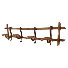 1960s Italian Bamboo Rattan Bohemian French Riviera Coat Hanger Rack Stand