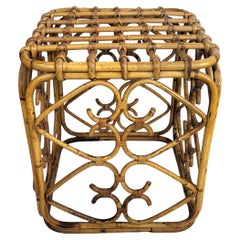 1960s Italian Bamboo Rattan Bohemian French Riviera Designer Stool