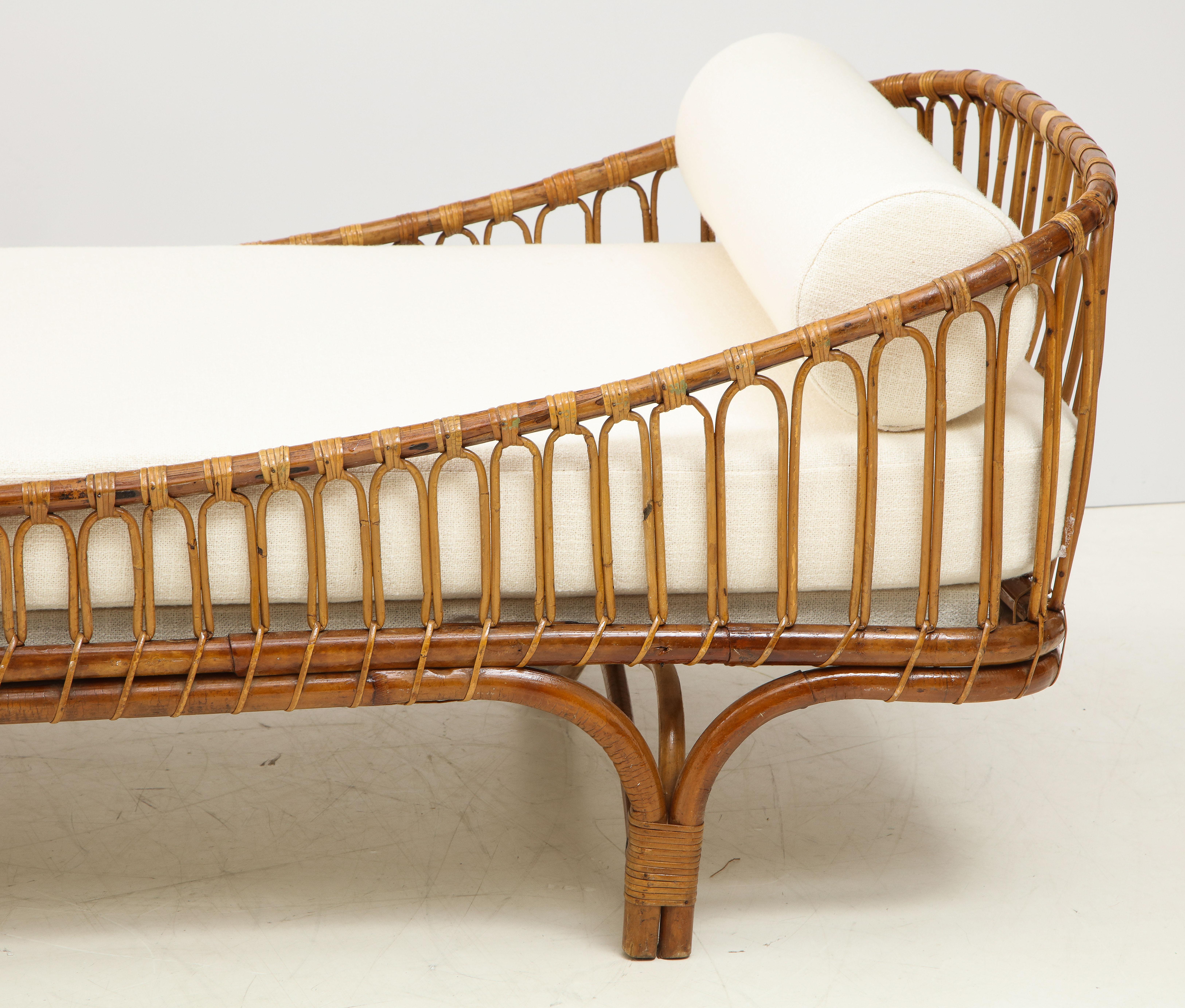 Mid-Century Modern 1960's Italian Bamboo Rattan Daybed Designed by Mario Cristiani for Bonacina