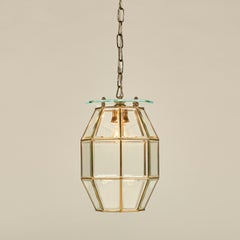 Italian facteted glass and brass pendant, 1950s attributed to Fontana Arte